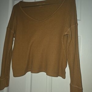 American Eagle Outfitters Women's Tan Long Sleeve Tee